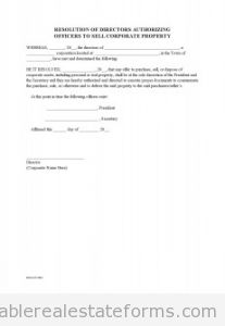 Corporate Resolution to Sell property Corporate Resolution to Sell property