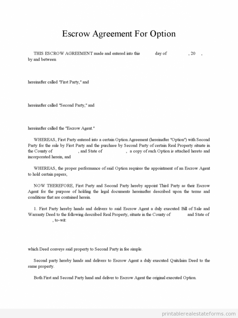 Escrow agreement