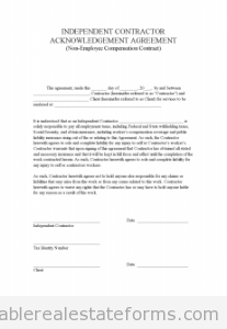 Indep Contractor Acknowledgement Agreement