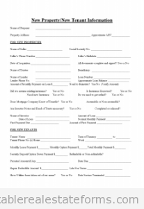 New Property or New Tenant Info New Property or New Tenant Info
