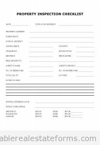 PROPERTY INSPECTION CHECKLIST