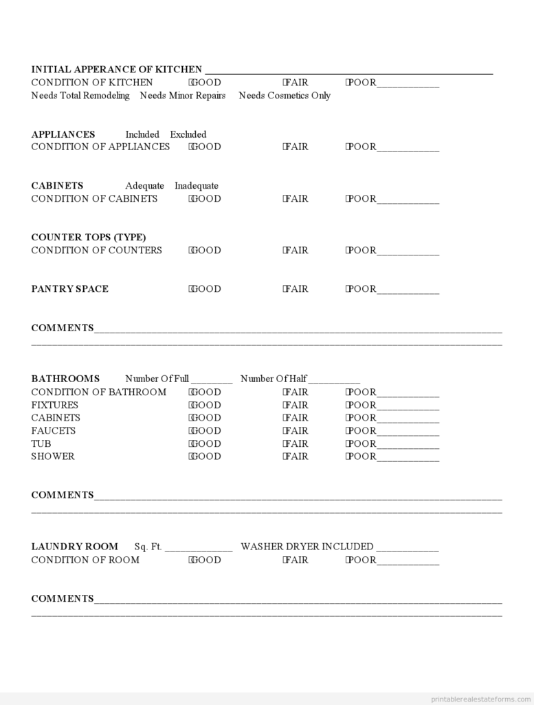 PROPERTY INSPECTION CHECKLIST