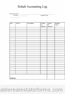 Rehab Accounting Log