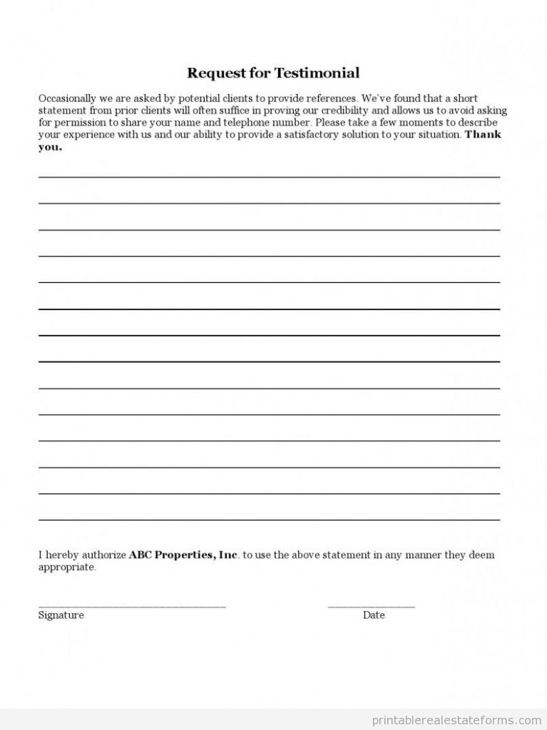 TESTIMONIAL LETTER