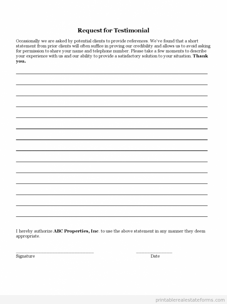 TESTIMONIAL LETTER