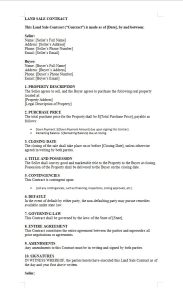 Land For Sale Contract
