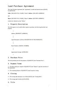 Land Purchase Agreement