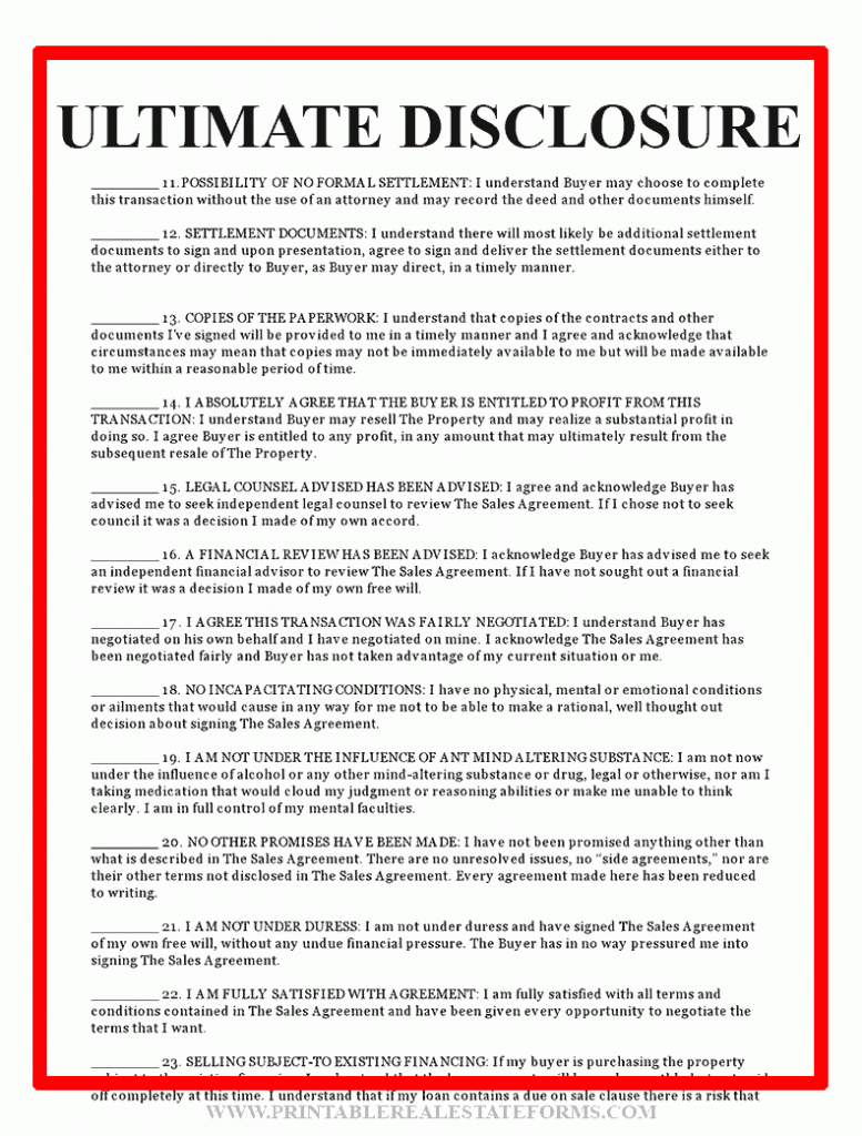Sample Ultimate Disclosure Template Form